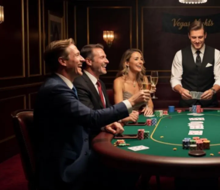 Koláž fotografií z pokerových večírků a tematických casino nocí