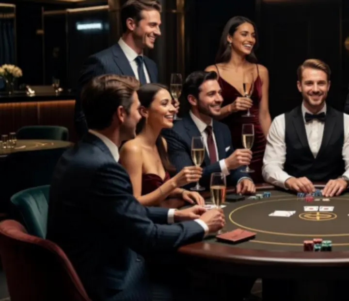 Stylový pokerový večírek Spolehvia s usměvavými hosty a profesionálním krupiérem