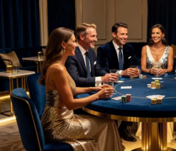 Luxusní soukromý pokerový večírek s hosty v elegantním prostředí